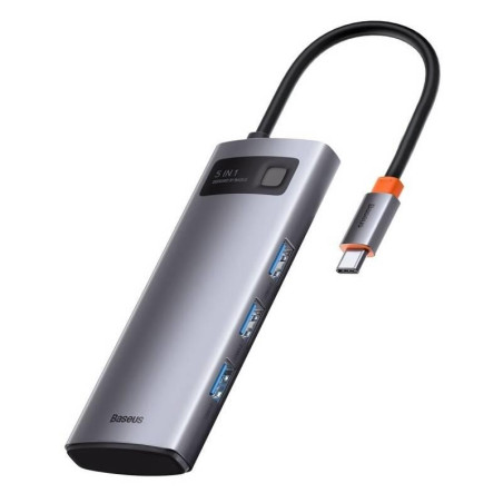 Dokovací stanice Baseus METAL GLEAM 100W 5v1 - šedá