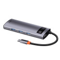 Dokovací stanice Baseus METAL GLEAM 100W 5v1 - šedá