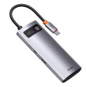 Dokovací stanice Baseus METAL GLEAM 100W 5v1 - šedá