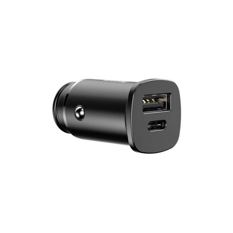 Nabíječka do auta Baseus 30W 1x USB, 1x USB-C pro mobilní zařízení - černá