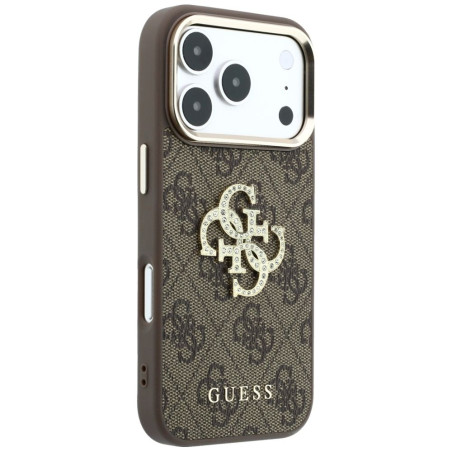Kryt Guess 4G & BIG STRASS LOGO iPhone 18 Pro Max - hnědý