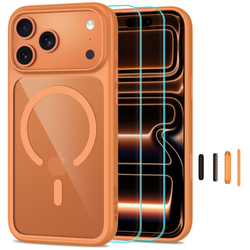 Kryt Tech-Protect MagOne CC pro iPhone 18 Pro Max / 17 Pro Max - transparentní oranžová
