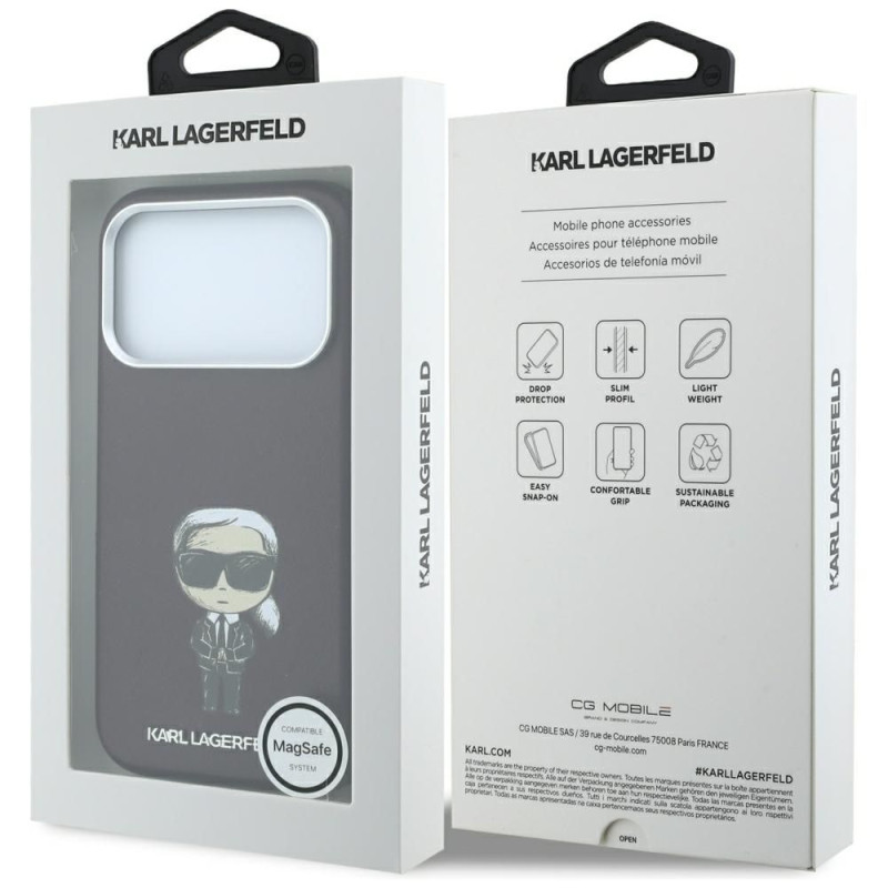 Kryt Karl Lagerfeld IKONIK SKETCH pro iPhone 18 Pro Max/17 Pro Max - vínový (MagSafe)