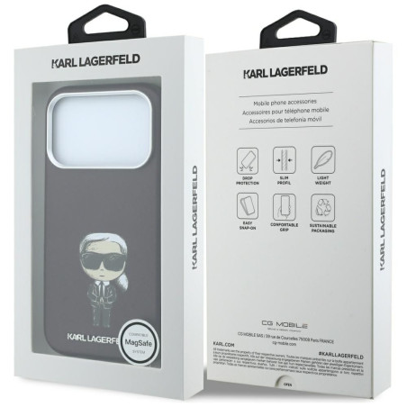 Kryt Karl Lagerfeld Ikonik Sketch MagSafe iPhone 18 Pro Max - vínový