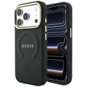 Kryt Guess Saffiano Peony & Ring MagSafe iPhone 18 Pro Max černý