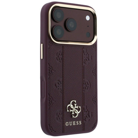 Kryt Guess STRIPE PEONY 4G Logo pro iPhone 18 Pro Max - burgundy