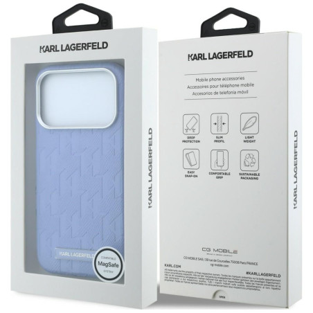 Kryt Karl Lagerfeld IPHONE 18 Pro Max MagSafe – světle modrý