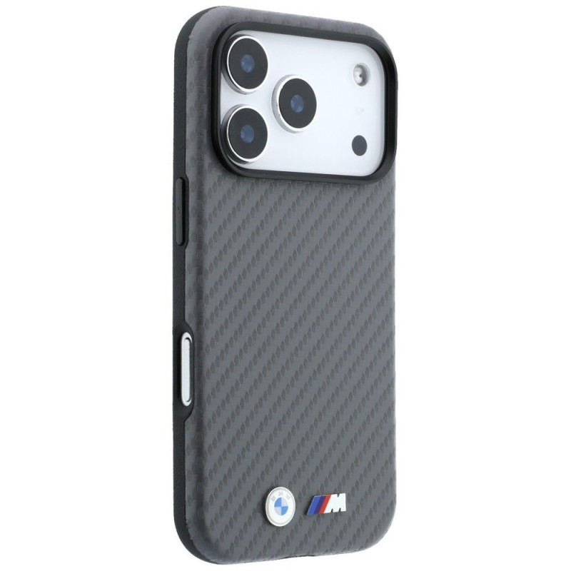 Kryt BMW M Carbon Metal Logo pro iPhone 18 Pro Max - šedý (MagSafe)