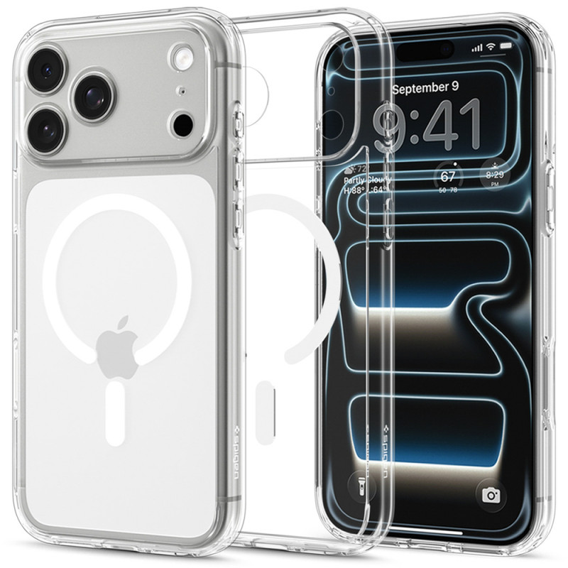 Kryt Spigen ULTRA HYBRID MagSafe pro iPhone 18 Pro / 17 Pro - čirý/bílý