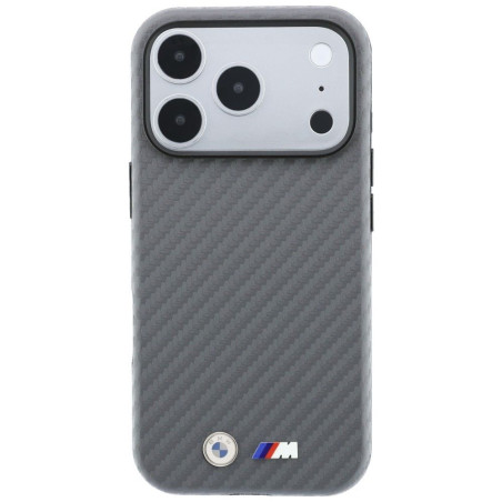 Kryt BMW M Carbon Metal Logo MagSafe pro iPhone 18 Pro – šedý