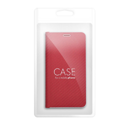 OEM LUNA Book Carbon pouzdro pro iPhone 17/18 Pro Max – červená