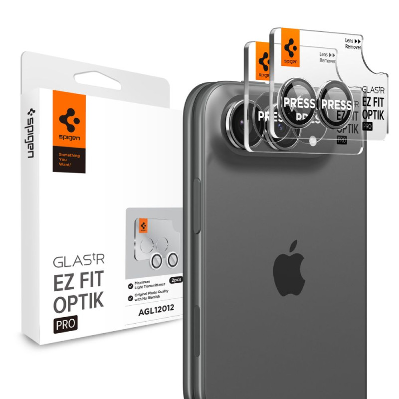 Spigen Optik Pro EZ Fit Ochrana čočky fotoaparátu pro iPhone Duo – Star White (2 ks)