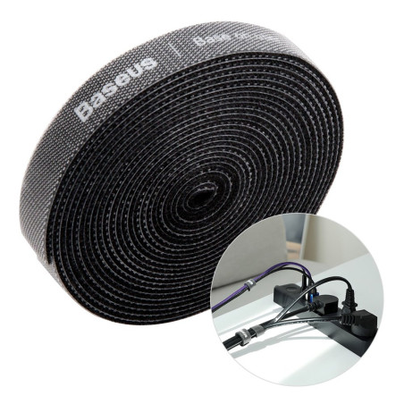 BASEUS ACMGT-F01 Rainbow Circle Velcro Straps - páska na suchý zip pro organizaci kabelů, 3m, černá