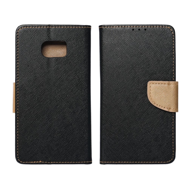 Pouzdro FANCY Book pro iPhone 16 PLUS - černé / zlaté
