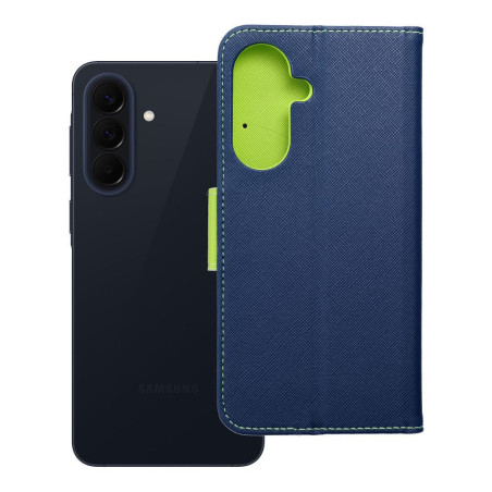 Kryt FANCY Book pro Samsung A57 5G tmavě modrý / limetkový