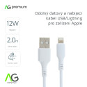 AG PREMIUM C276-2 Zesílený odolný kabel USB/Lightning 12W, délka 2m, bílá barva, bulk balení