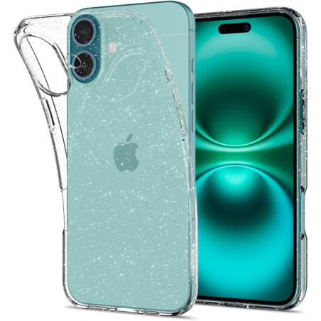 Pouzdro Spigen Liquid Crystal pro iPhone 16 Plus - průhledný brokát