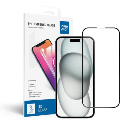 Ochranné sklo Blue Star 5D Full Glue iPhone 15 Plus /16 Plus černé