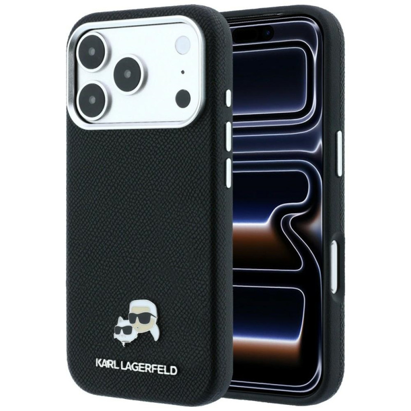 Kryt Karl Lagerfeld GRainEd Heads pro iPhone 17 Pro / 18 Pro - black
