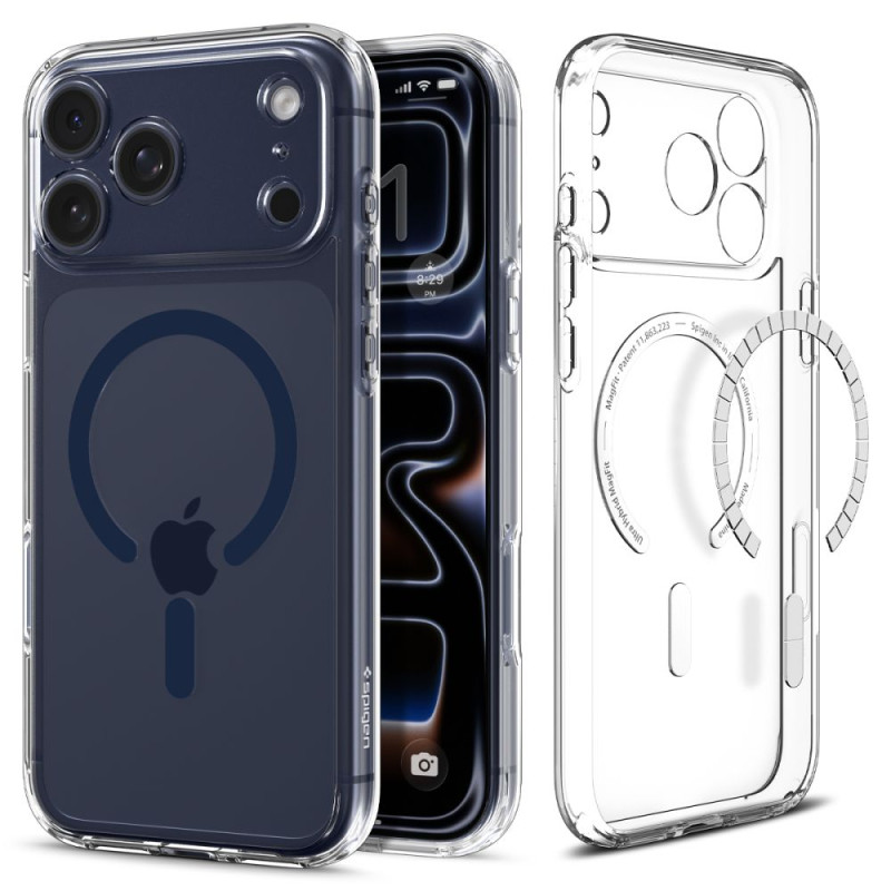 Pouzdro Spigen Ultra Hybrid Mag MagSafe pro iPhone 17 Pro – Clear/Deep Blue
