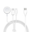 AG PREMIUM C3163 Nabíjecí kabel 3v1 (Lightning, USB-C, Apple Watch) 10W, 1,2 m, bílý