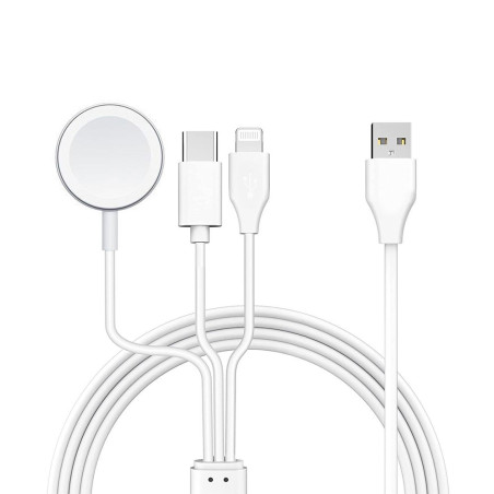 AG PREMIUM C3163 Nabíjecí kabel 3v1 (Lightning, USB-C, Apple Watch) 10W, 1,2 m, bílý