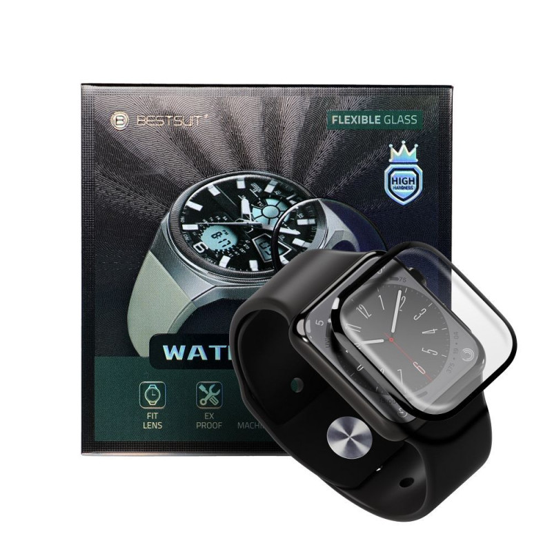 Ochranné sklo Bestsuit HYBRID GLASS pro Apple Watch series 10/11-46mm - s černým rámečkem