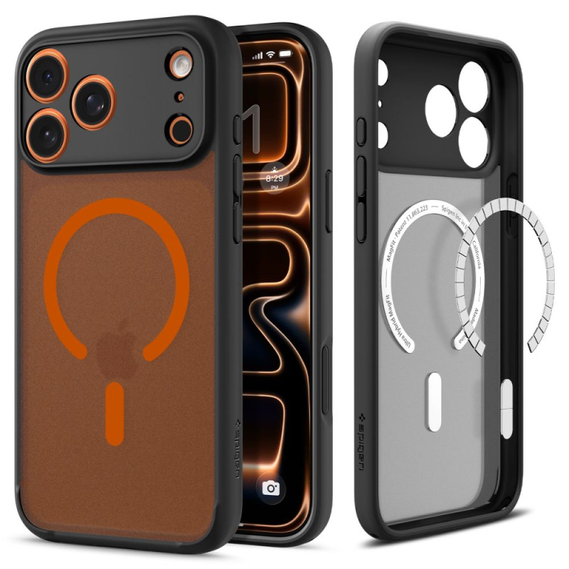 Pouzdro Spigen Ultra Hybrid Mag MagSafe pro iPhone 17 Pro – Frost Black/Orange