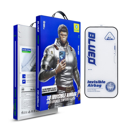 Ochranné sklo Blueo 5D Mr. Monkey Glass 3D Invisible Airbag Anti-broken pro iPhone 16 Pro Max - černé