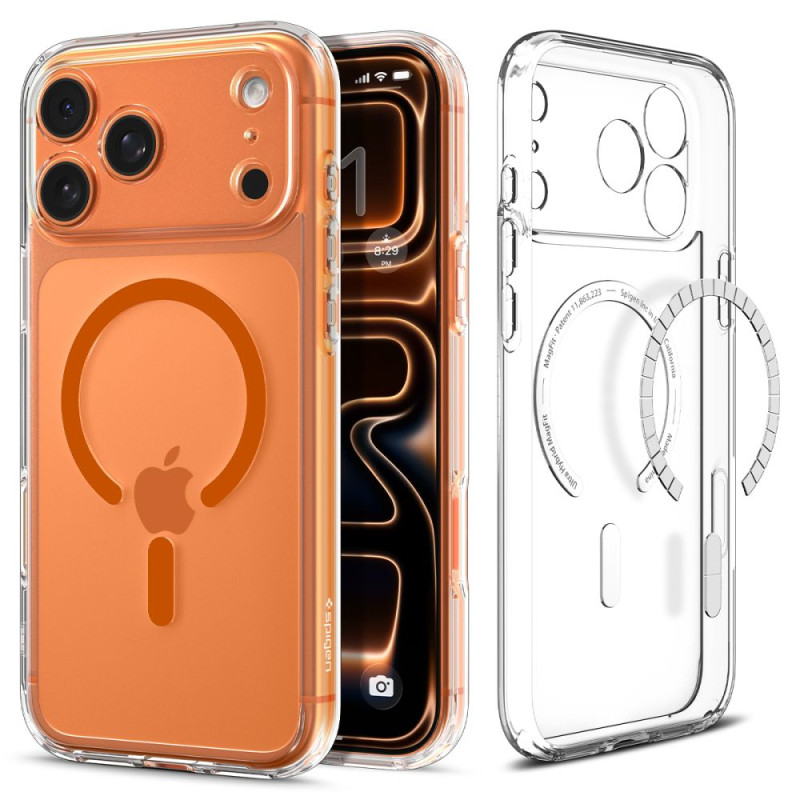 Pouzdro Spigen Ultra Hybrid Mag MagSafe pro iPhone 17 Pro Max – Clear/Orange
