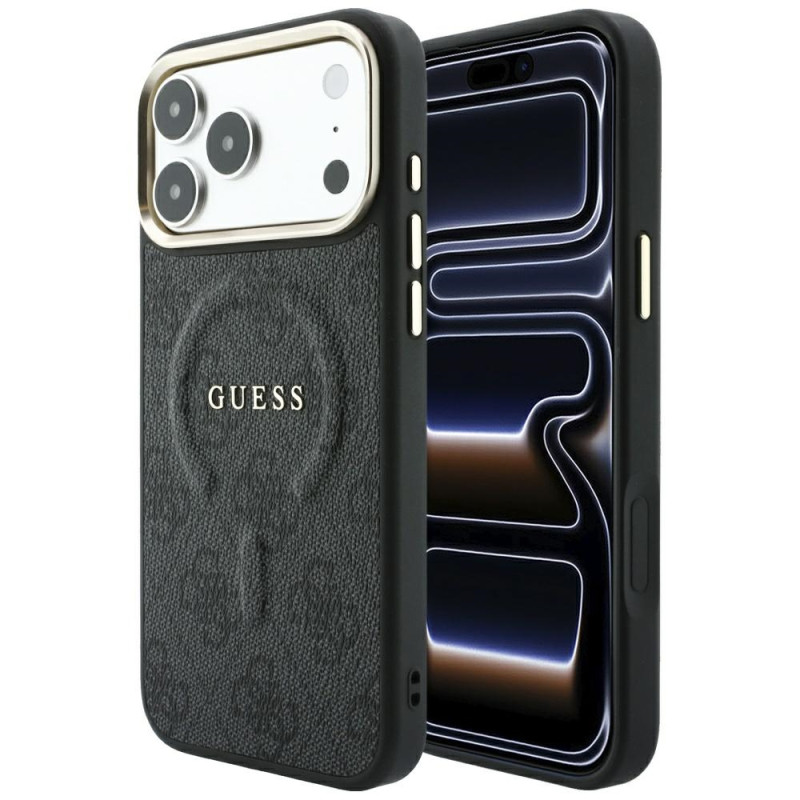 Kryt Guess EMBOSSED 4G Classic MagSafe pro iPhone 17 Pro / 18 Pro - černý