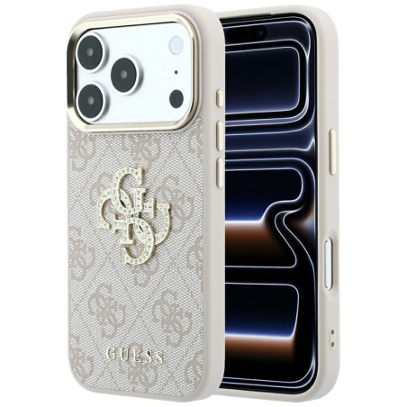 Kryt Guess 4G & BIG STRASS LOGO iPhone 17 Pro / 18 Pro - růžová