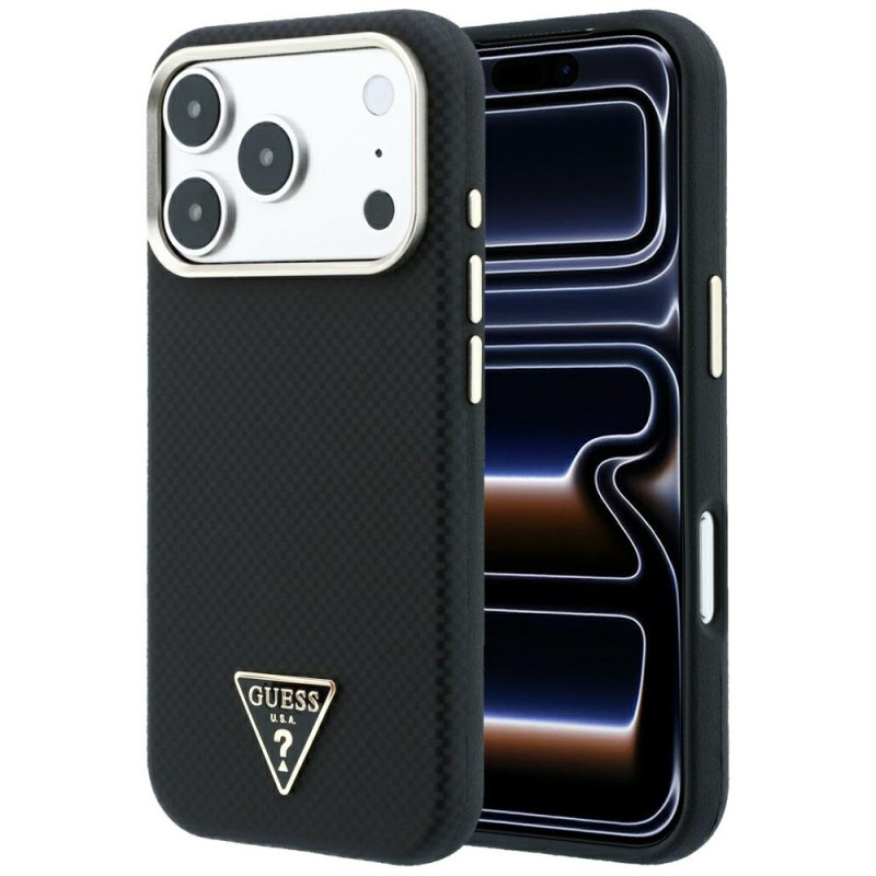 Kryt Guess Kevlar Triangle Logo pro iPhone 17 Pro / 18 Pro - black