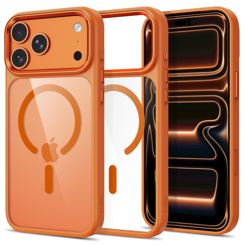 Kryt Tech-Protect Magmat Magsafe pro iPhone 17 Pro / 18 Pro - oranžovo-transparentní