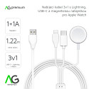 AG PREMIUM C3163 Nabíjecí kabel 3v1 (Lightning, USB-C, Apple Watch) 10W, 1,2 m, bílý