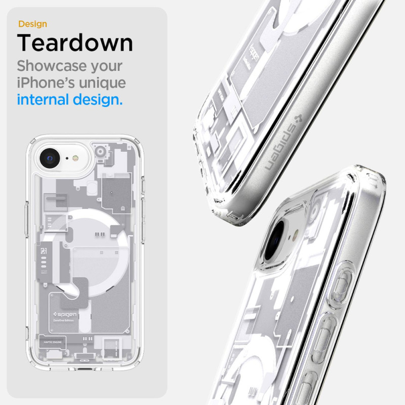 Pouzdro Spigen Ultra Hybrid MagSafe pro iPhone 16e Zero One – bílé