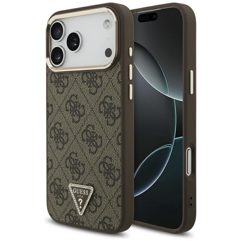 Kryt Guess 4G Triangle Logo MagSafe pro iPhone 17 Pro Max / 18 Pro Max - brown