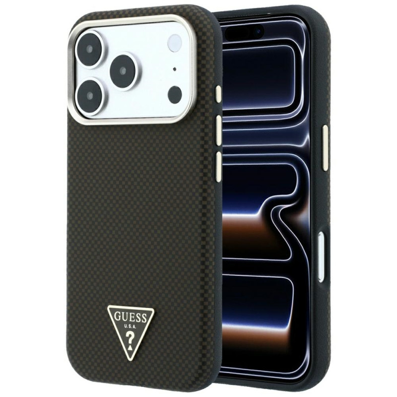 Kryt Guess KEVlar Triangle Logo MagSafe pro iPhone 17 Pro Max / 18 Pro Max - hnědý