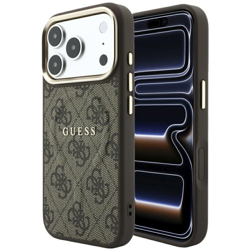 Kryt Guess EMBOSSED 4G Classic MagSafe pro iPhone 17 Pro Max / 18 Pro Max - hnědá