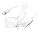 AG PREMIUM C3163 Nabíjecí kabel 3v1 (Lightning, USB-C, Apple Watch) 10W, 1,2 m, bílý