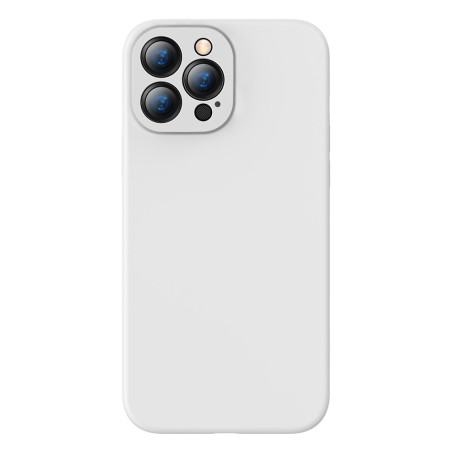 BASEUS ARYT000502 Liquid Gel Case Prémiový silikonový kryt pro iPhone 13 Pro Max, bílý