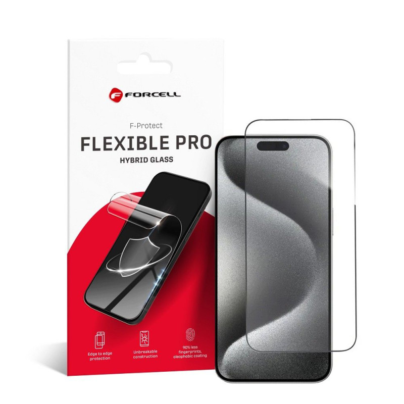 Ochranné sklo Forcell FLEXIBLE 5D pro iPhone 15 PRO MAX - černé
