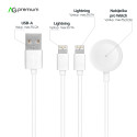 AG PREMIUM C3163L Nabíjecí USB kabel 3v1 (2x Lightning, Apple Watch) 10W, 1,2 m, bílý