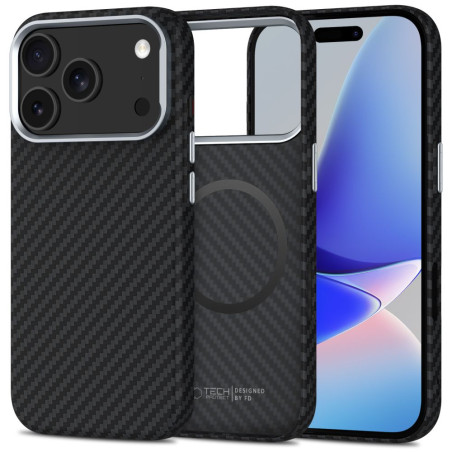 Pouzdro Tech-Protect Ion Carbon MagSafe pro iPhone 17 Pro Max – černé/stříbrné