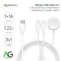 AG PREMIUM C3163L Nabíjecí USB kabel 3v1 (2x Lightning, Apple Watch) 10W, 1,2 m, bílý