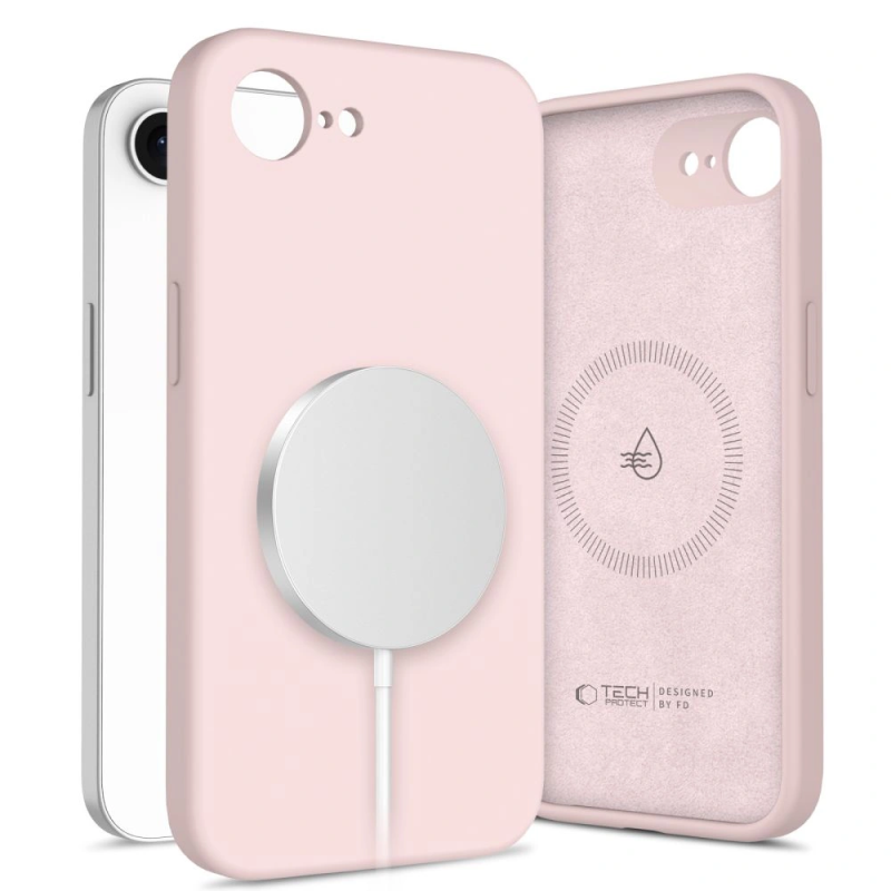 Pouzdro Tech-Protect Kapalný silikon MagSafe pro Apple iPhone 16e – růžová perla