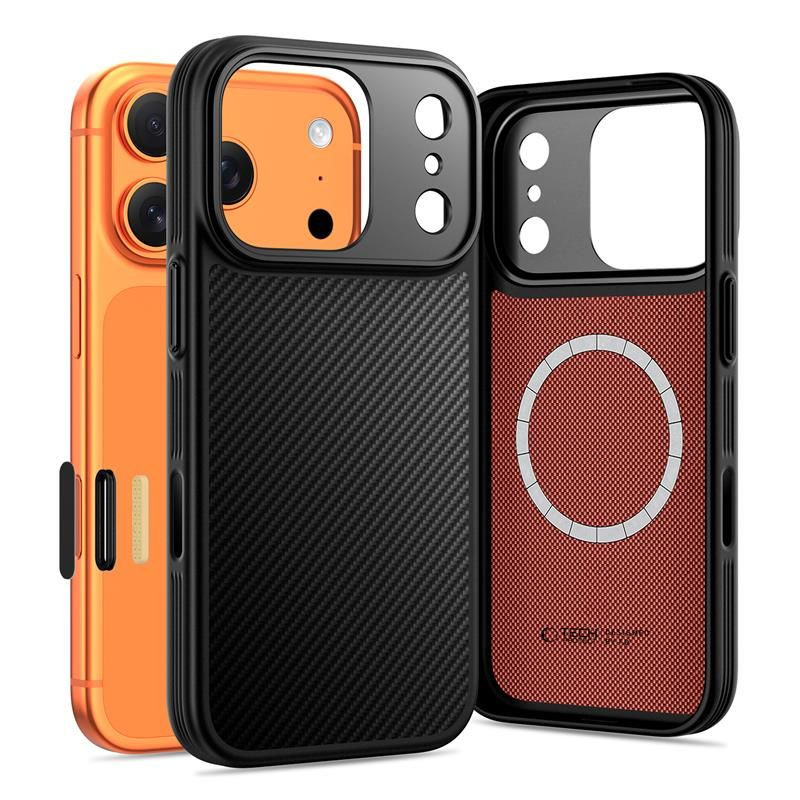 Pouzdro Tech-Protect Kevlar Aramid CC MagSafe pro iPhone 17 Pro Max – černé