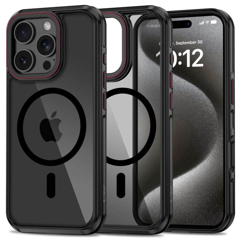 Pouzdro Tech-Protect MagHybrid MagSafe pro Apple iPhone 16 Pro Černá/červená