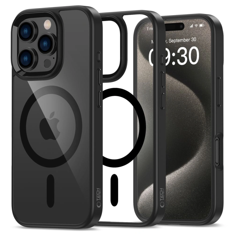 Pouzdro Tech-Protect MagMat MagSafe pro Apple iPhone 16 Pro Černá/Průhledná