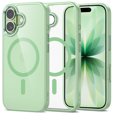 Pouzdro Tech-Protect MagMat MagSafe pro iPhone 17 – Sage / průhledná
